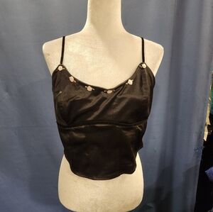 NWT,Black spaghetti strap crop top, size XL